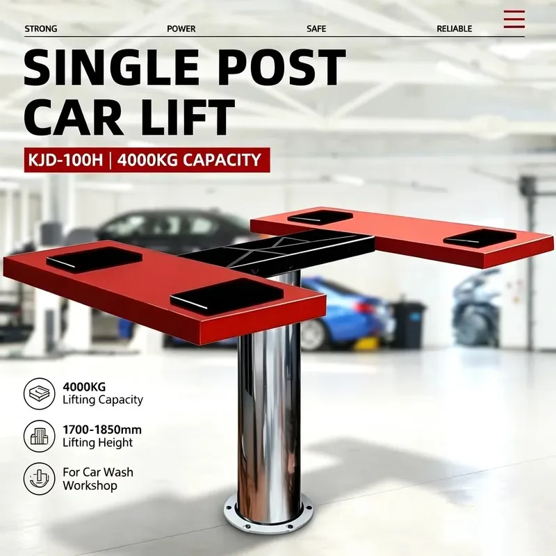 Hot Sale Floor Mounted 4000KG 3m*7m Bay Size Compact Design for Car Wash Shop Single Post Car Lift