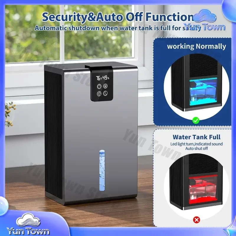 Wet Drying Moisture Air Purifier Household Dehumidifier 2.2L Water Tank with Display Remote Control Multi Functional
