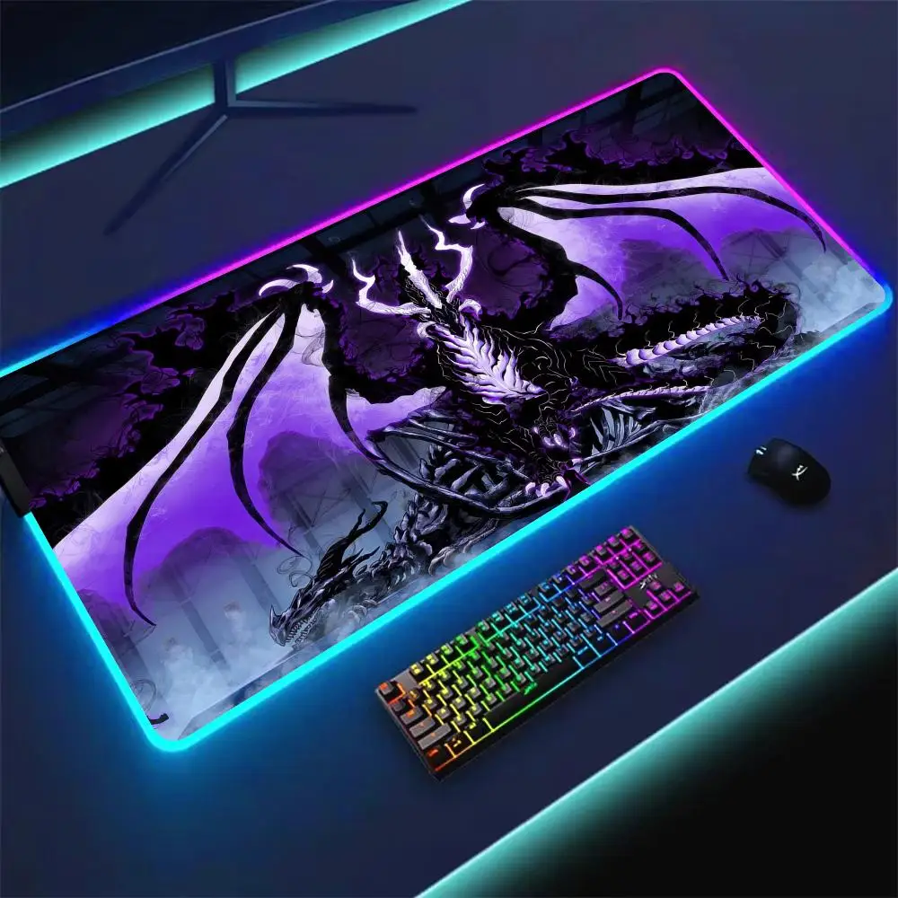 

RGB anime Mouse pad solo leveling gaming mat rubber anti-slip Desk Mat LED glow Gaming keypad mousepad gamer pc accessories