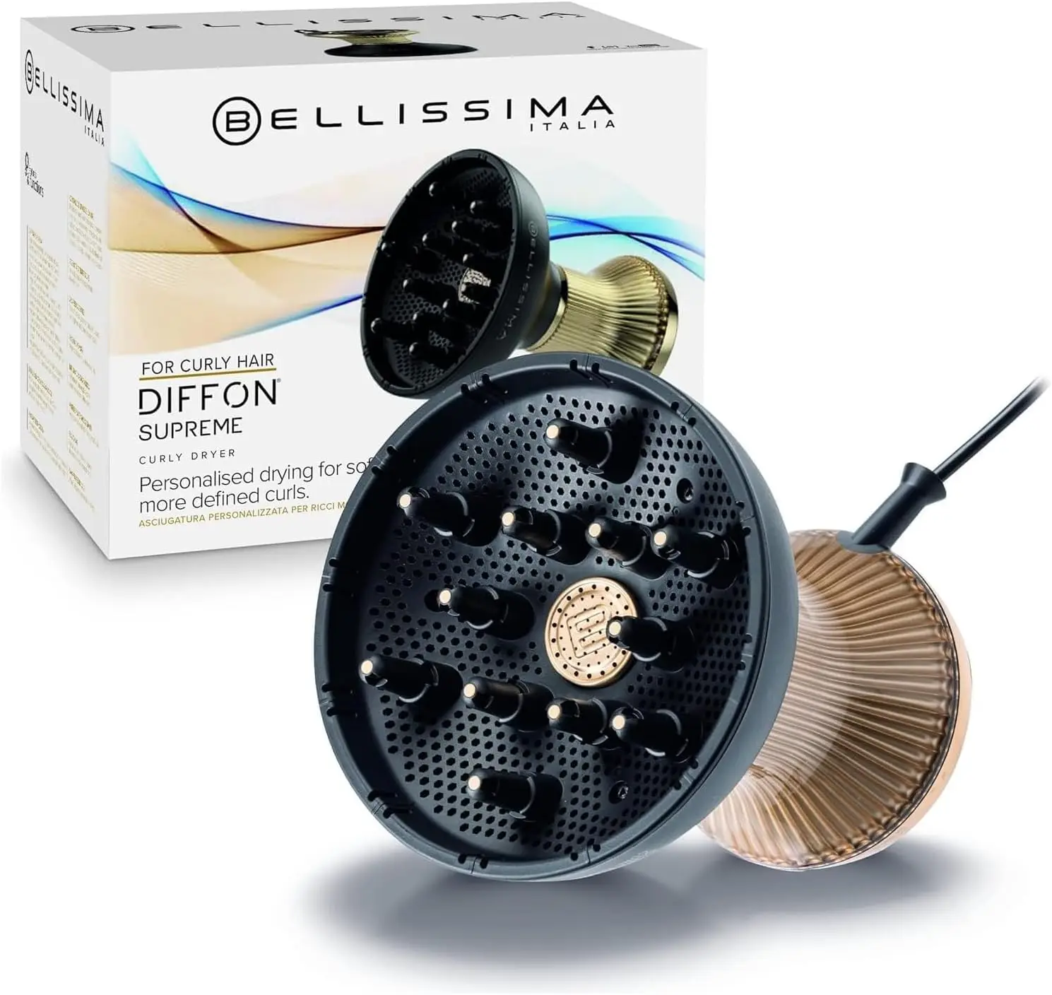

Diffon Supreme Diffuser & Curly Hair Dryer - XL Diffuser for Long Waves, Curls, Coils - Cool Button - Anti-Frizz Tech