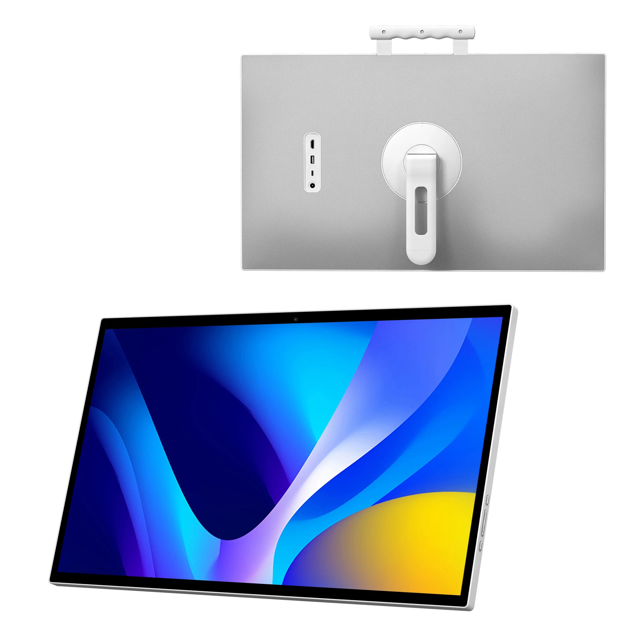 27 Inch Portable Smart TV with White LCD Display Touch Screen Android 15 60Hz 6GB+128GB Wireless Full HD