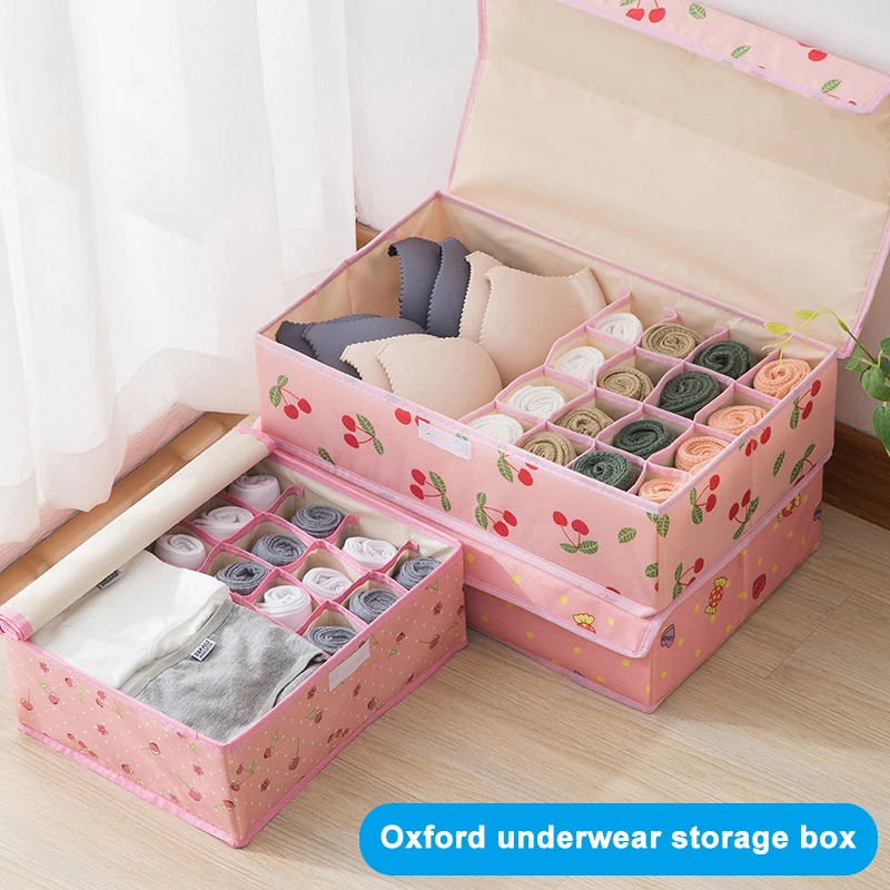 Cute Cartoon Printed Clothes Storage Box, 13 Grids Organizer, Socks, Bra, Panties, Underwear Case, In Stock