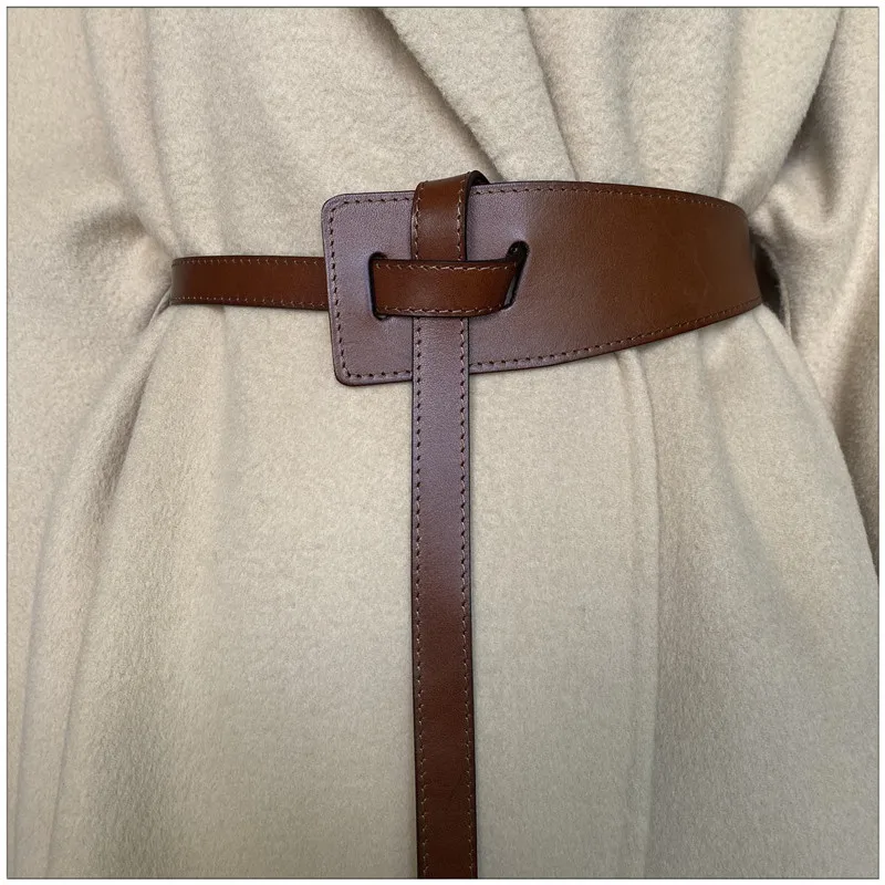 Women's Genuine Leather Headless Belts Female Cowhide Fashionable Retro Versatile Decorative Sweater Coat Skirt Waistband