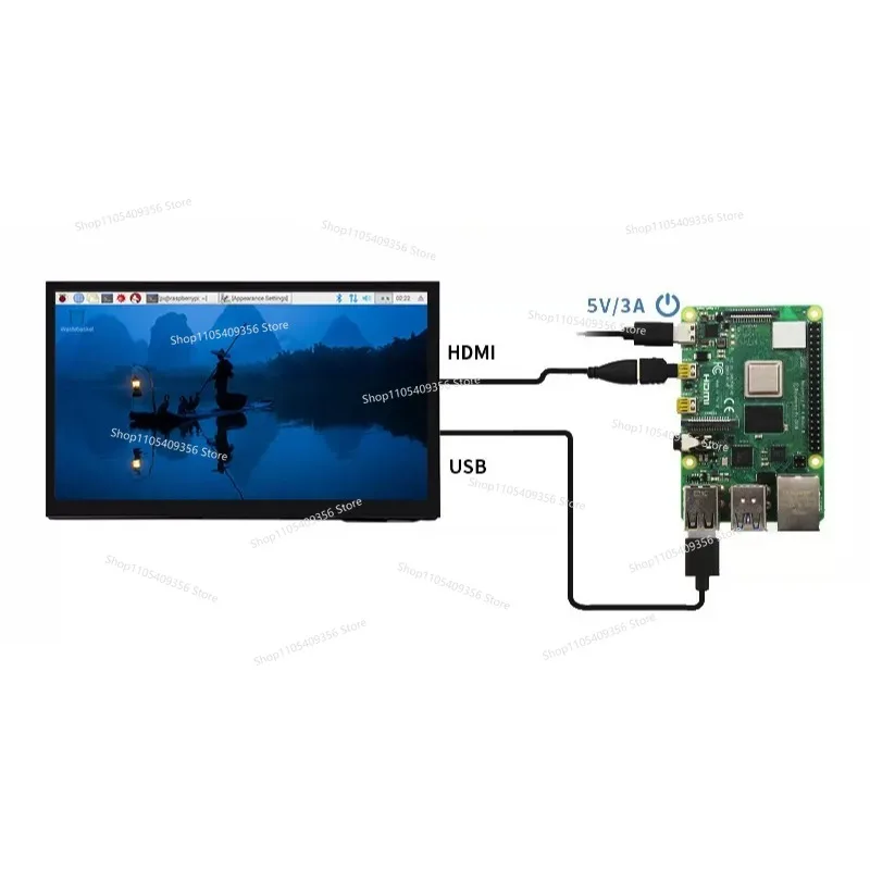 7 Inch HDMI Display Screen Retractable Interface IPS Full View Pi 5/4B High Definition IPS