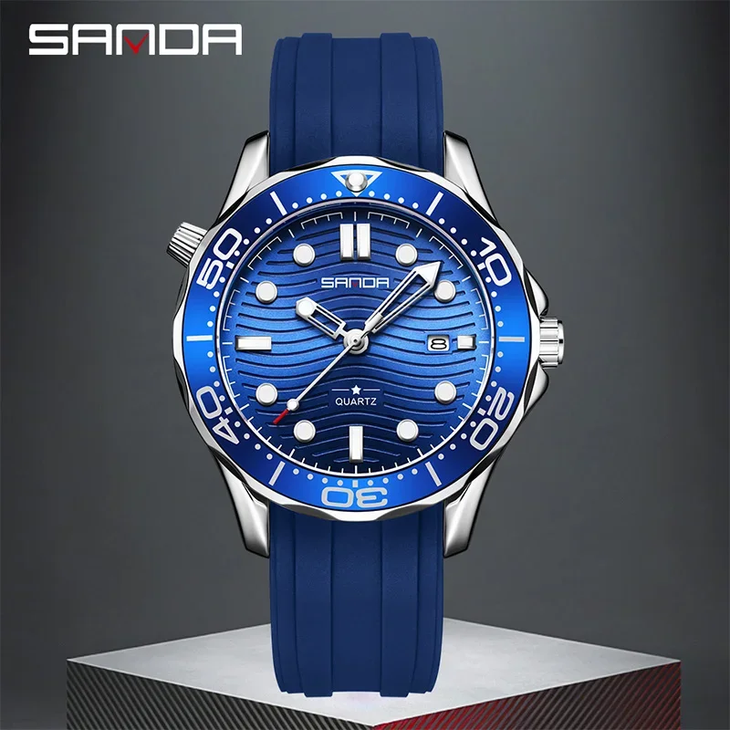 SANDA Fashion Business Men's Quartz Watch Simple Multi functional Waterproof Night Light Single Calenda Male Sports Wrist watch