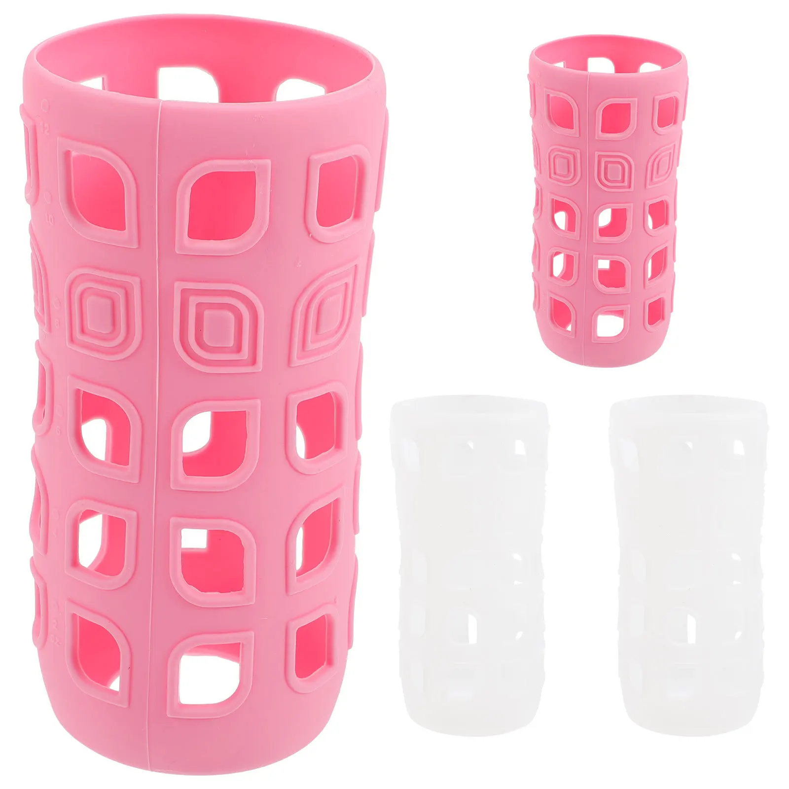 

4Pcs Silicone Bottle Sleeve High Temperature Resistant Ergonomic Grip Cup Cover for Various Sizes Easy Carry Anti-Drop