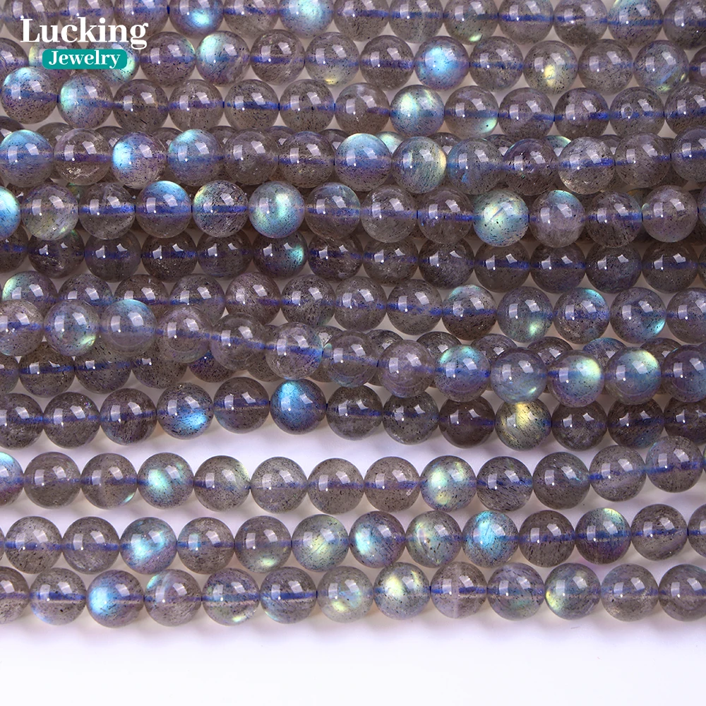 Labradorita Natural de Madagascar, cuentas de Flash brillantes de 6-8mm para joyería espiritual bohemia, regalo Unisex o fabricación de joyas