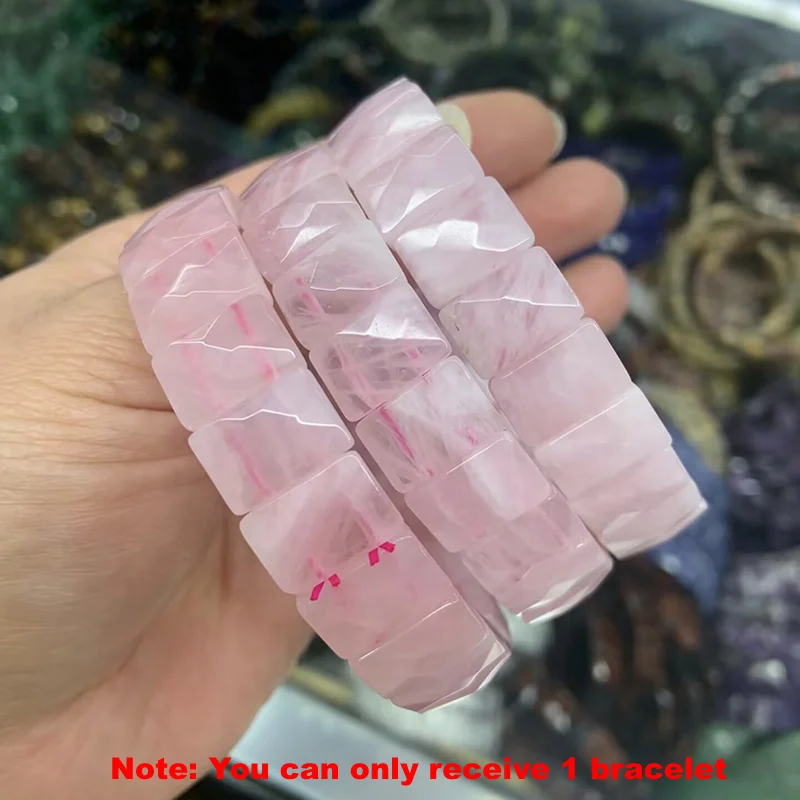 10X12MM Natural Stone Pink Crystal Tiger Eye Fluorite Geometric Beads DIY Jewelry Energy Elastic Couple Bracelet Party Gift