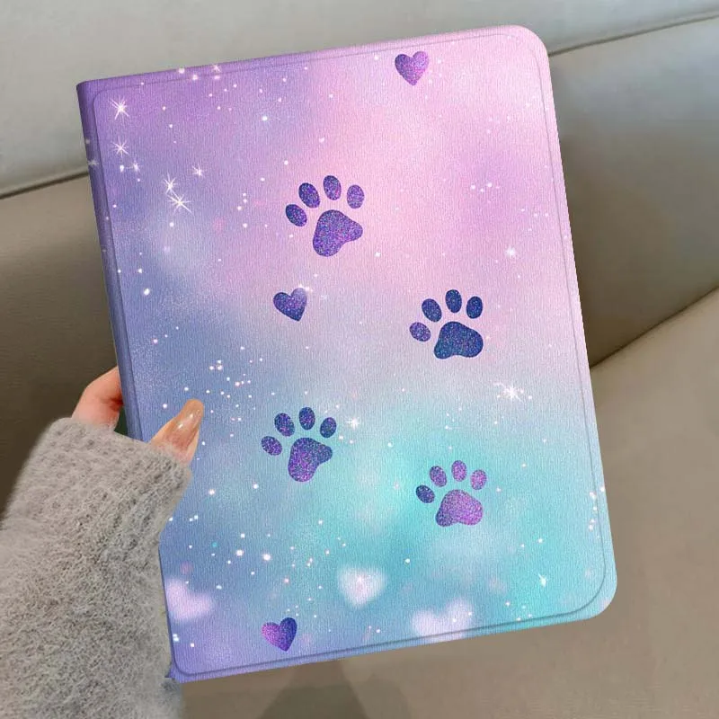 Cartoon Glitter Paw Prints Soft For Samsung Galaxy Tab S11 S10 S9 S8 S7 S6 A9 A8 A11 Lite FE Plus Pen Tray Tablet Case
