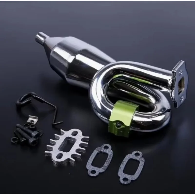 NOVO tubo sintonizado de alto desempenho de aço cromado de montagem traseira Rovan com braçadeira vermelha de alumínio CNC