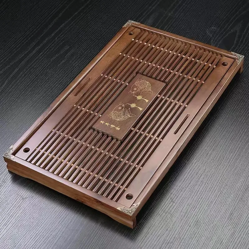 Solid wood tea tray Drainage water storage kung fu tea set Drawer tea room board table Chinese tea room ceremony tools