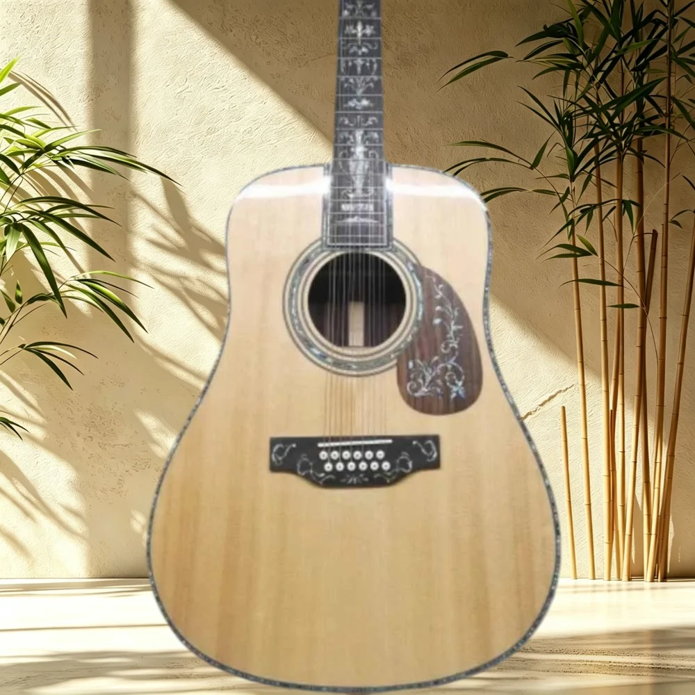 D45 Body 12 String Acoustic Guitar Spruce Top Rosewood Back Sides Ebony Fretboard Abalone Carved Inlay Free Shipping Gift