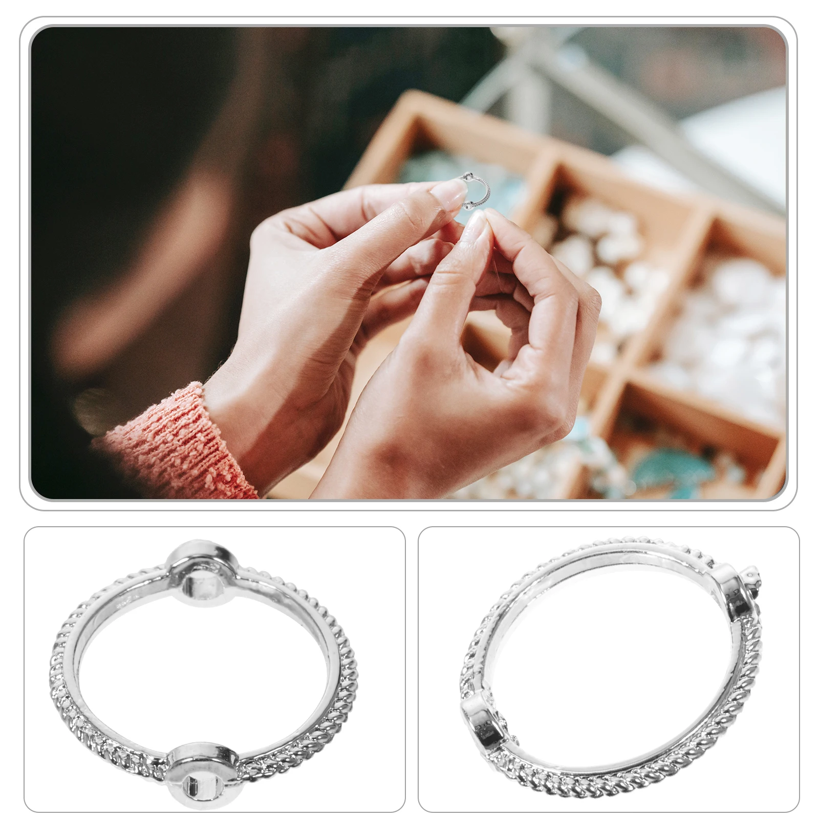 

50 Pcs Round Bead Ring Frame Connectors Beads for Bracelet Circle Chic Frames Metal Shape