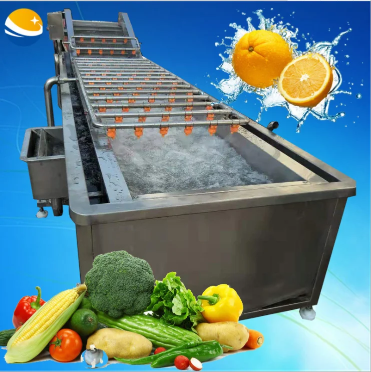 High Quality Low Price Industrial Fruit Vegetable Washing Machine with PLC Engine Bearing Stainless Steel Air Bubble Cleaning