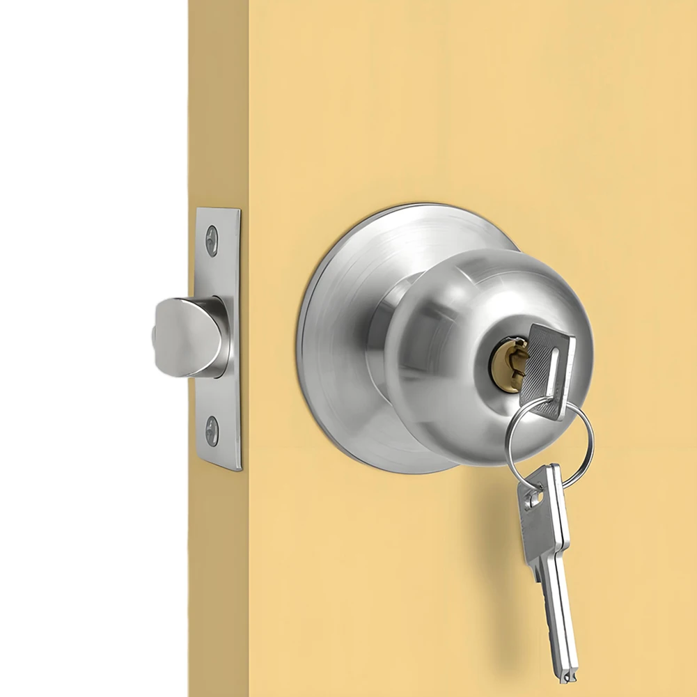 

Keyed Entry Door Knob Stainless Steel Door Handle Lock Interior and Exterior Door Lock for Indoor Doors Bedroom Bathroom