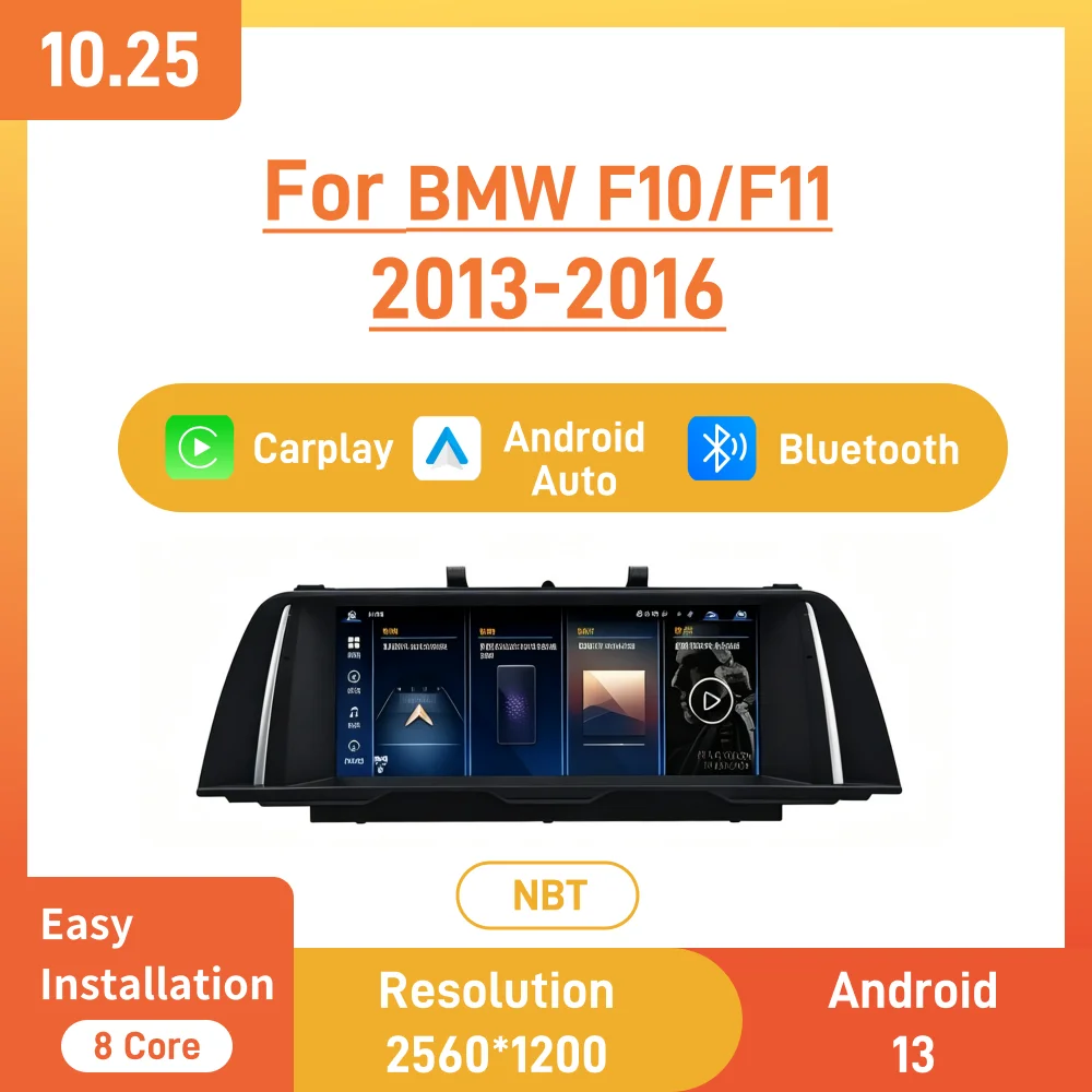 10.25‑Inch Android 13 Car Multimedia GPS Navigation for BMW 5 Series NBT F10/F11 2013‑2016 with Wireless CarPlay