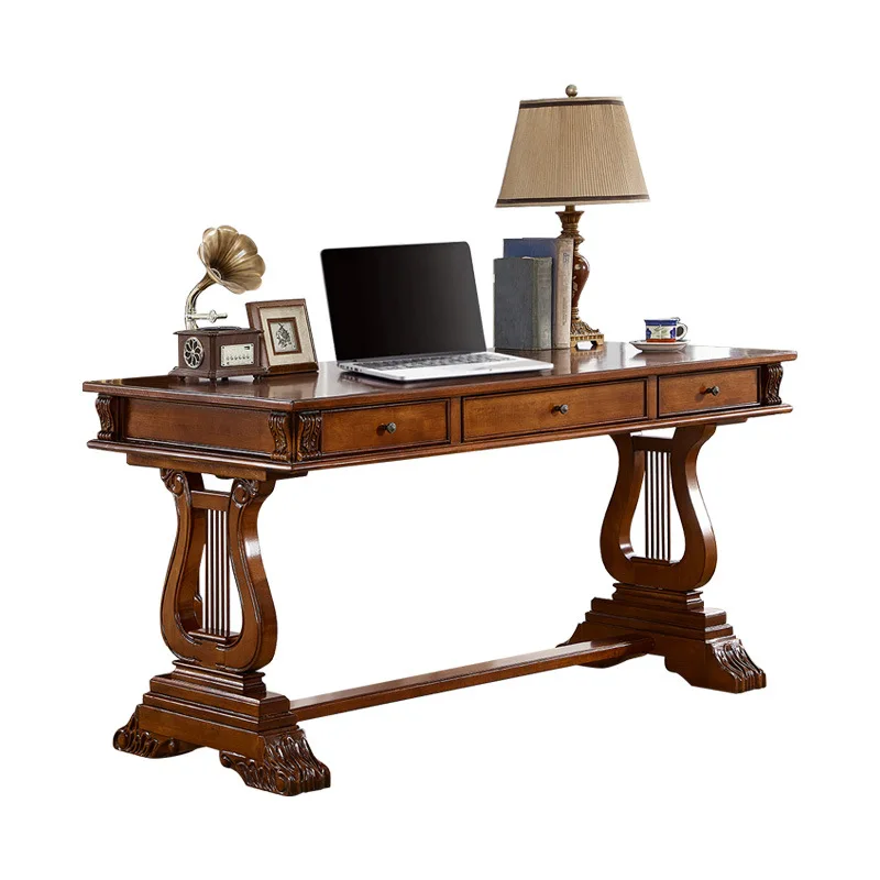 

Ruifuxiang American solid wood desk 1.35 meters study retro computer desk with European-style desk AG