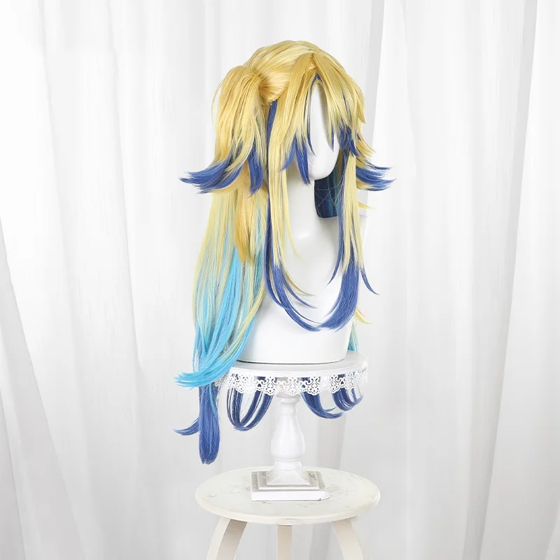 أنيمي جميلة ديربي Obey ماسترك شعر مستعار تأثيري شقراء والأزرق التدرج أنيمي شخصية الشعر لحفلة Comicon الكبار النساء الرجال #4