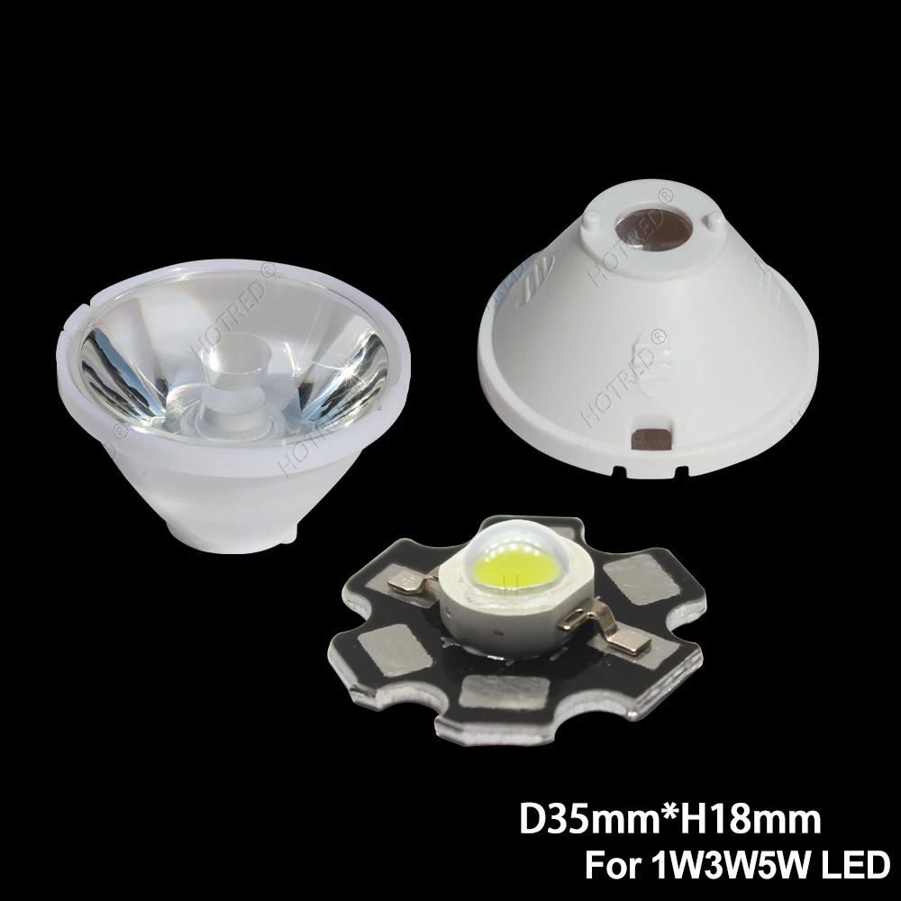 1W 3W 5W 4 Degree Focus LED Lens 3535 3030 XPE XPG2 35mm XPE2 Optical PMMA Clear Bead Plano Lens A beam of  Spotlight flashlight