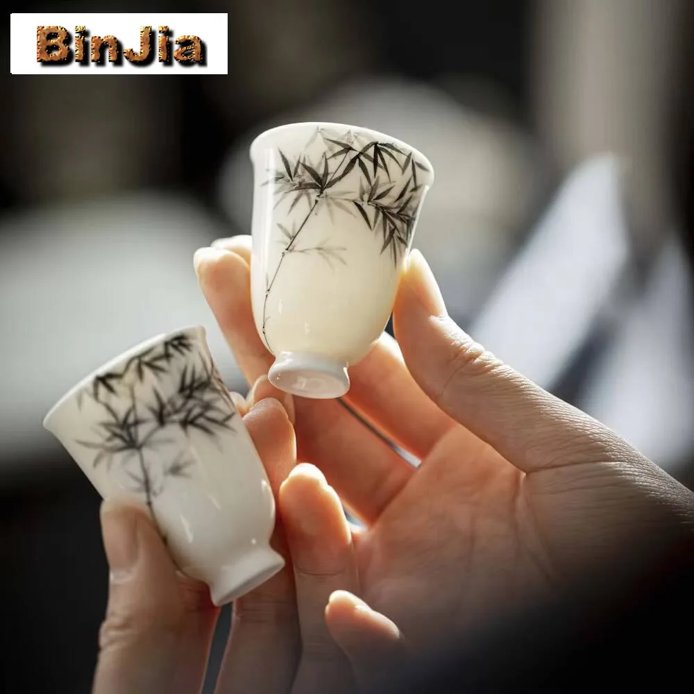 

2 шт./компл. антикварные бамбуковые керамические чашки для чая с ручной росписью, маленький запах, ароматная мастер-чашка, чайники для медитации, кунг-фу, 30 мл