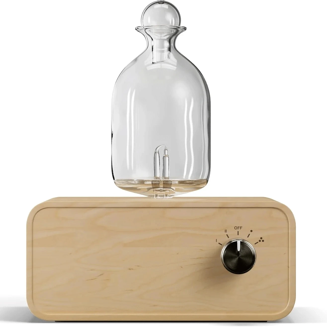Difusor de aceites esenciales de vidrio, Base de grano de madera, difusor de Aroma de aire, máquina profesional de 2600mAh, nebulizador para el hogar, oficina y habitación