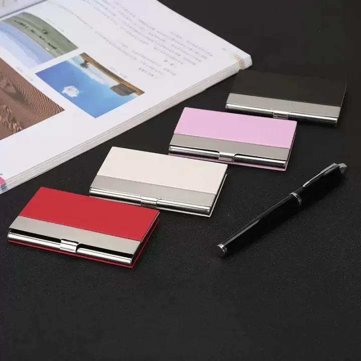 Personalized Leather Stainless Steel Business Card Case Box Custom Logo Cardcase