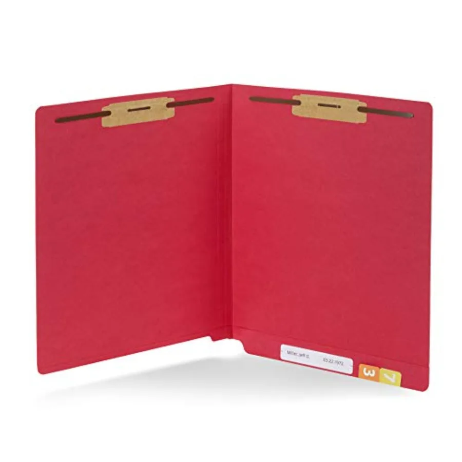 

50 End Tab Fastener File Folders - Reinforced Straight Cut Tab - Durable 2 Prongs Designed to Organize Standard Medical Files R
