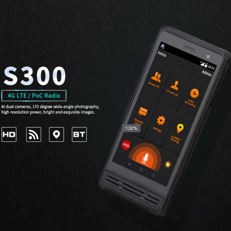 Inrico S300 4G Zello Network Two-Way Radio: PTT, SOS, GPS & IP67 Protection for Long-Range Wireless Intercom