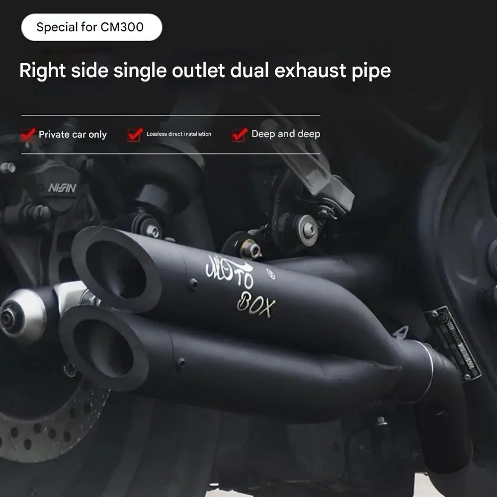 Modified Black VH Dual Exhaust Pipe fit for honda REBEL300 CMX300 304 stainless steel material