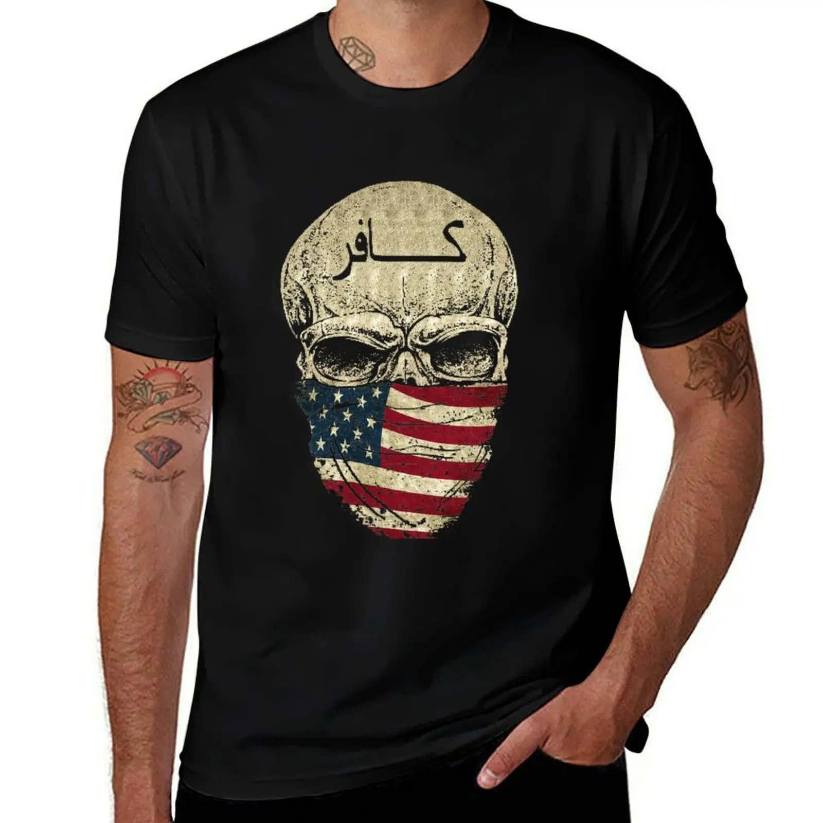 

Футболка Skulls-I am the Infidel Allah Warned You About 2, персонализированные футболки для мужчин, забавная футболка с рисунком