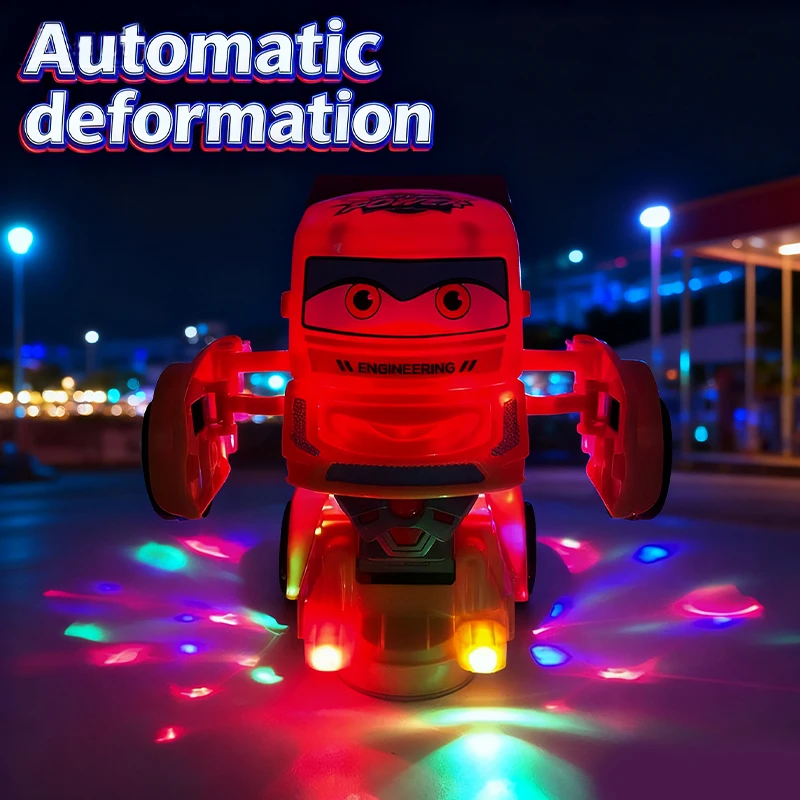 ของเล่นหุ่นยนต์รถยนต์แปลงร่างได้สำหรับเด็กพร้อมไฟสีสันสดใสและดนตรี - ของขวัญวันหยุดแสนสนุกสำหรับคริสต์มาส