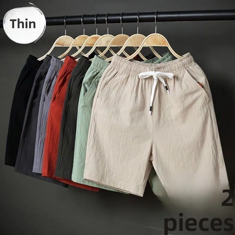 

Ultra-Thin Ice Silk Men's orts Casual Linen Five-Quarter Length Loose-Fit Spor Summer Trousers Breathable Youthful Sle