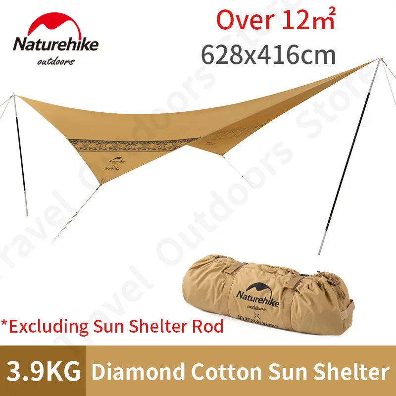 Naturehikex Dunhuang 2023 Camping Cotton Sun Shelter 4-6person Large Area 12m² Sunproof Waterproof Portable Outdoor Awning Tent