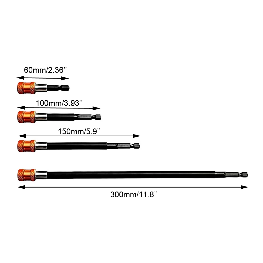 4pcs Magnetic Bit Holder Set Drill Bit Extension Quick Release Extension Adapter With 1/4” Hex Shank Power Tool Accessories