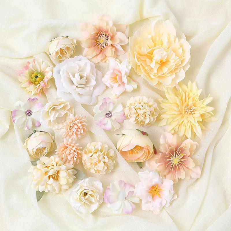 Gemischte künstliche Blumenköpfe, Seidenrose, künstliche Blumen für Heimdekoration, Hochzeit, Hochzeit, Dekoration, DIY-Handwerk, Girlandenzubehör – Detail 11