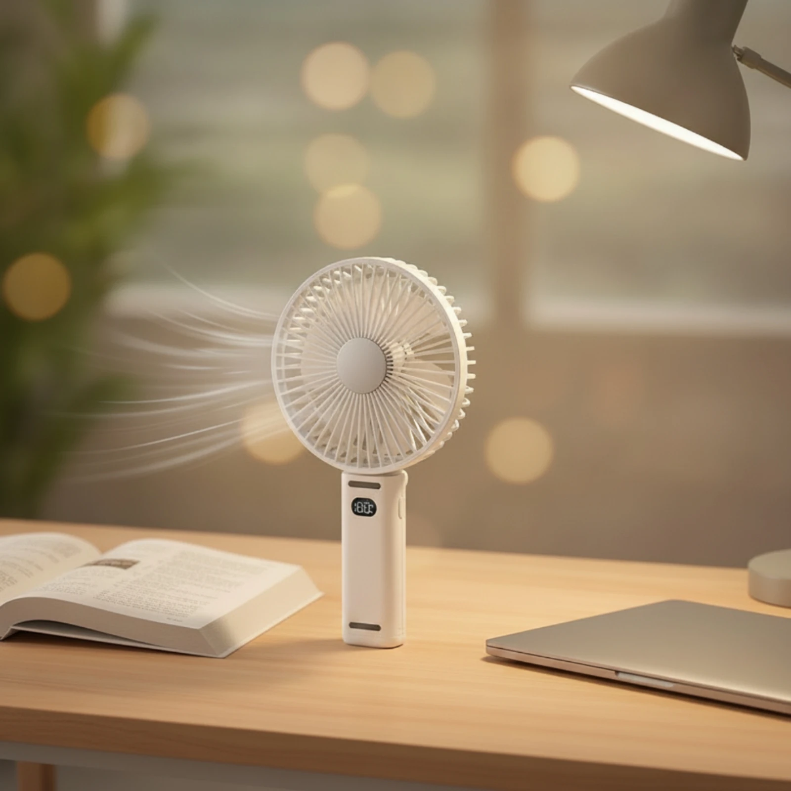 Handheld Fan with Display Compact Foldable Handheld Fan Lightweight Battery Operated for Commuters, Travel, Desk