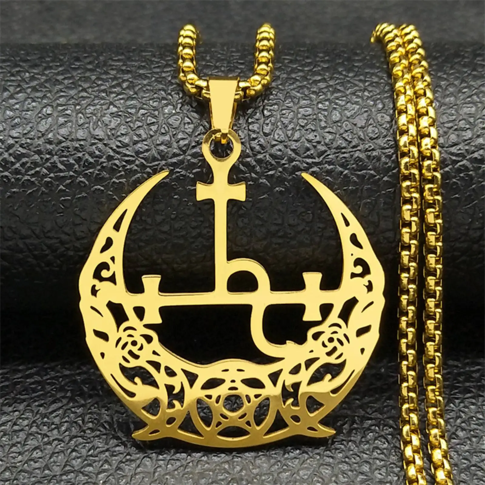 قلادة ثلاثية القمر سيجيل من ليليث للنساء والرجال من الفولاذ المقاوم للصدأ هدايا مجوهرات