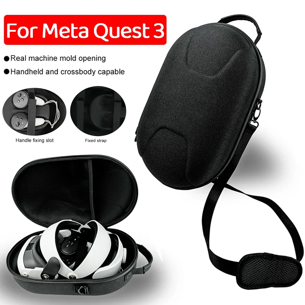 EVA Portable Storage Bag Waterproof Crossbody Bag Adjustable Shoulder Strap Shockproof Anti-Scratch for Meta Quest 3 VR Headset