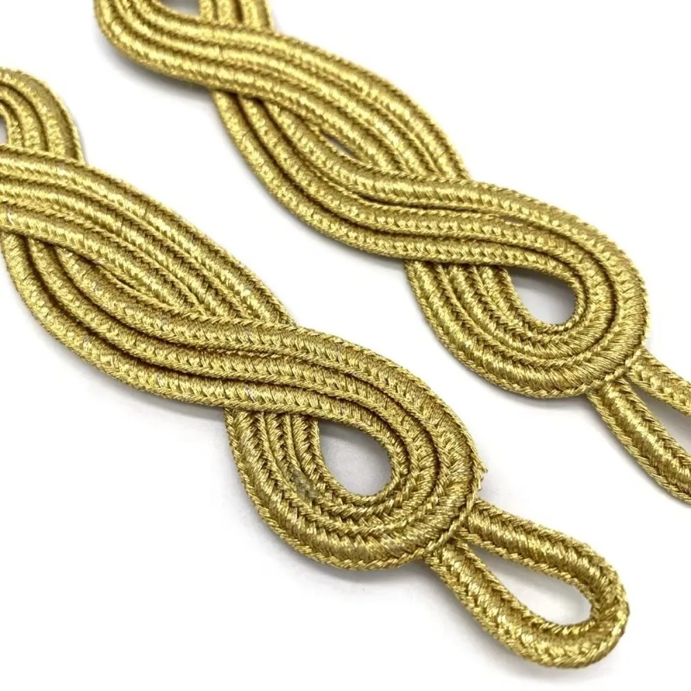 Gold Color Chinese Knot Button Applique Patch Embroidery Closure Cheongsam Buttons Handmade Flower Fastener Knot Closure