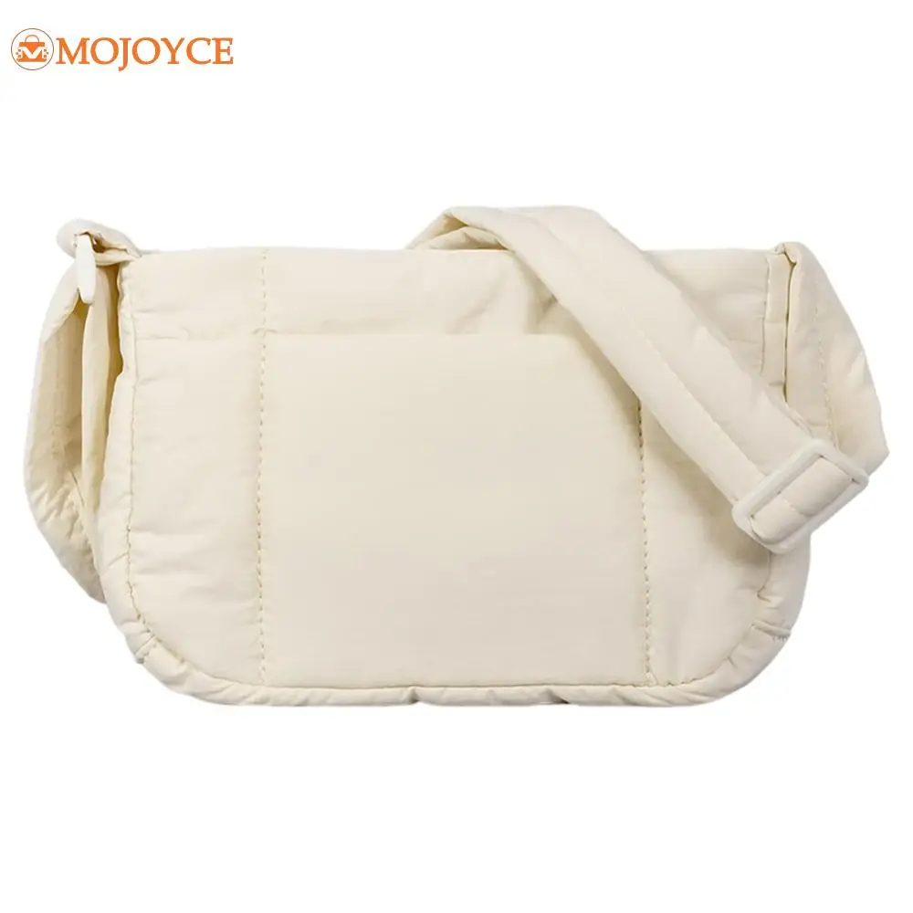 Ladies Cotton Padded Satchel Nylon Cloth Fashion Crossbody Bag Solid Color Square Sling Bag Women Commuting Casual Shoulder Bags