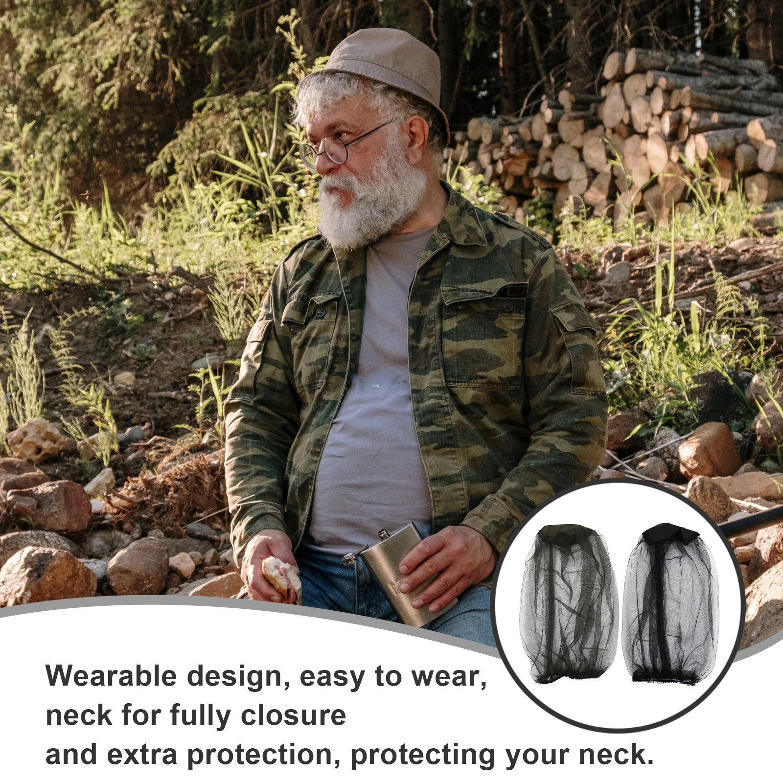

4Pcs Mosquito Head Nets Outdoor Lightweight Breathable Protective Mesh Net Neck Cover for Fishing Camping Hiking Travel