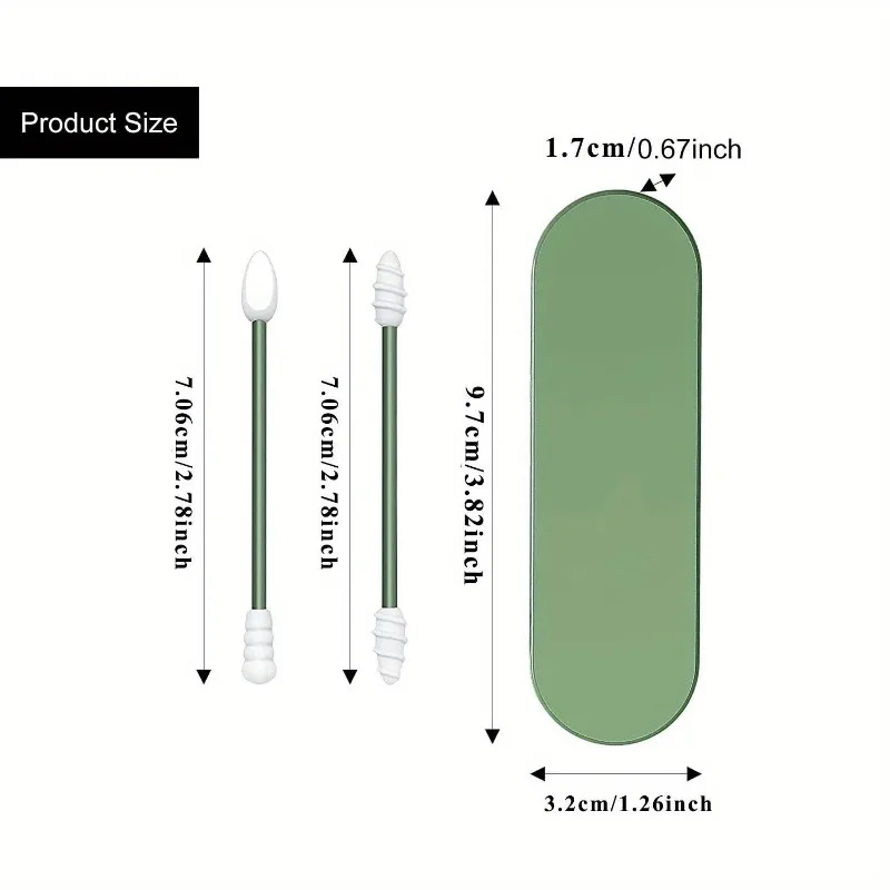 귀 청소 및 메이크업 응용 프로그램 제거를위한 휴대용 케이스가있는 2pcs 재사용 가능한 실리콘 양방향 소프트 귀 면봉