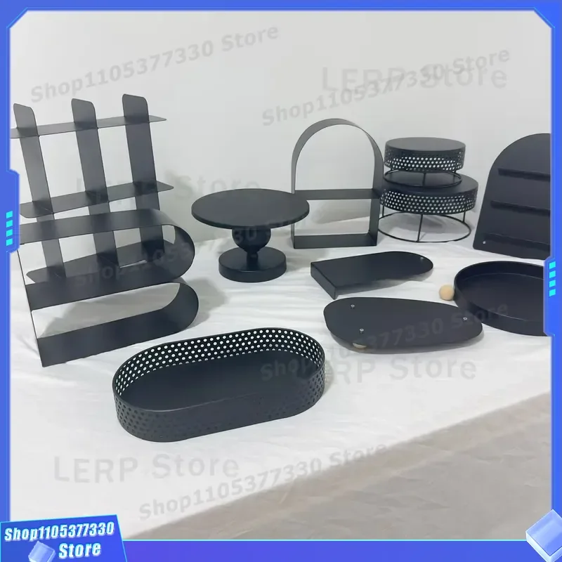 Black Metal Cake Stand for Wedding Birthday Party Dessert Display Rack Afternoon Tea Snack Holder Cold Food Table Ornament