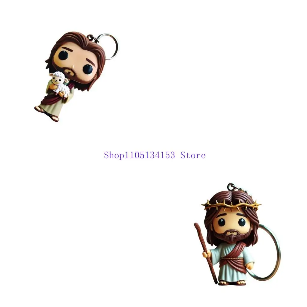 

hg89 Handcrafted Religious Keyring Symbolizing Hope Portable Savior Charm for Bags