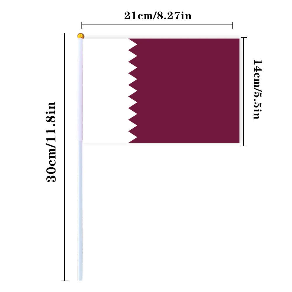 CYPOMELO Flag   Qatar national flag 14 * 21cm Qatar national small holding waving flag indoor and outdoor home decoration