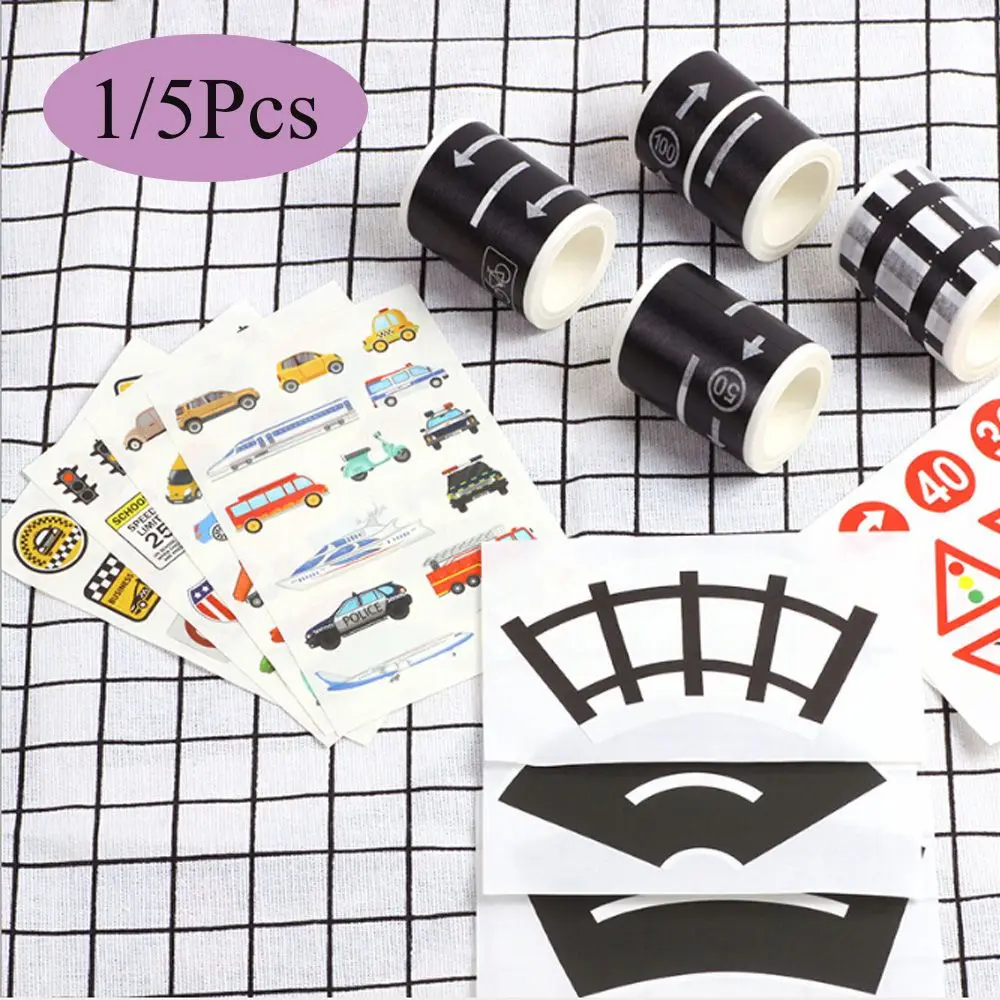 1/5Pcs Creative Kids Learning Intelligence Safety Education Railway Road Tape Study Road Signs Tool Traffic Sticker