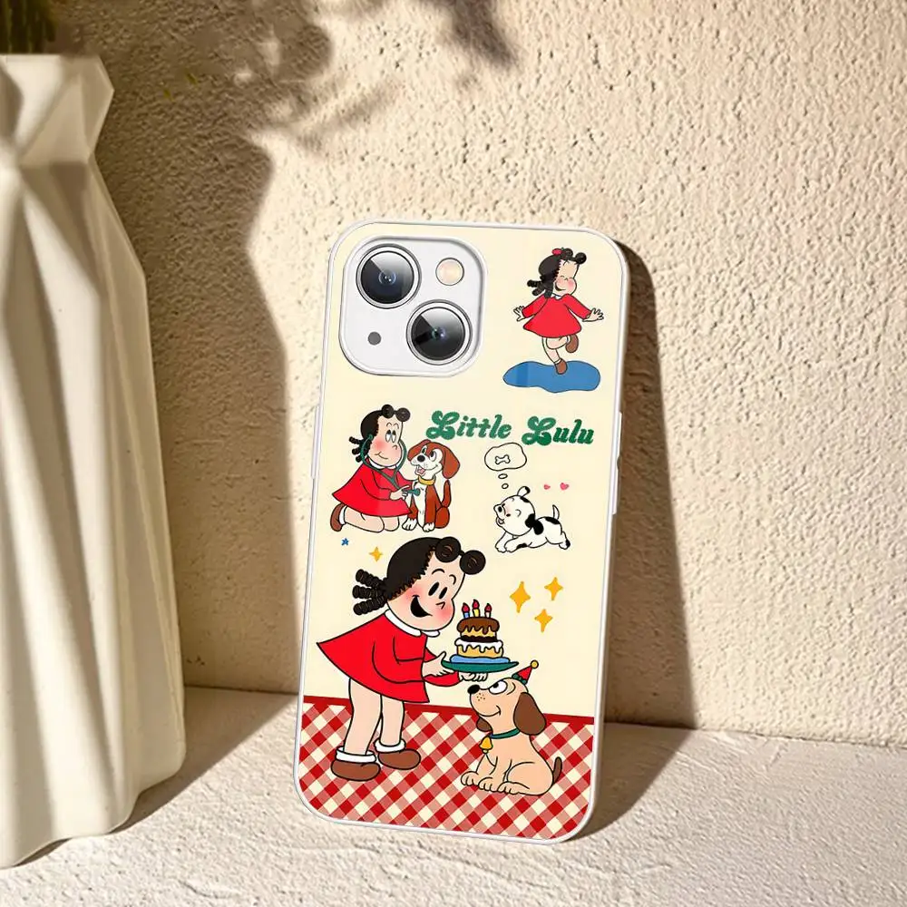 Cute Little Lulu For IPhone 14 13 12 Mini 11 Pro XS Max X XR 14 Plus Tempered Glass Cover