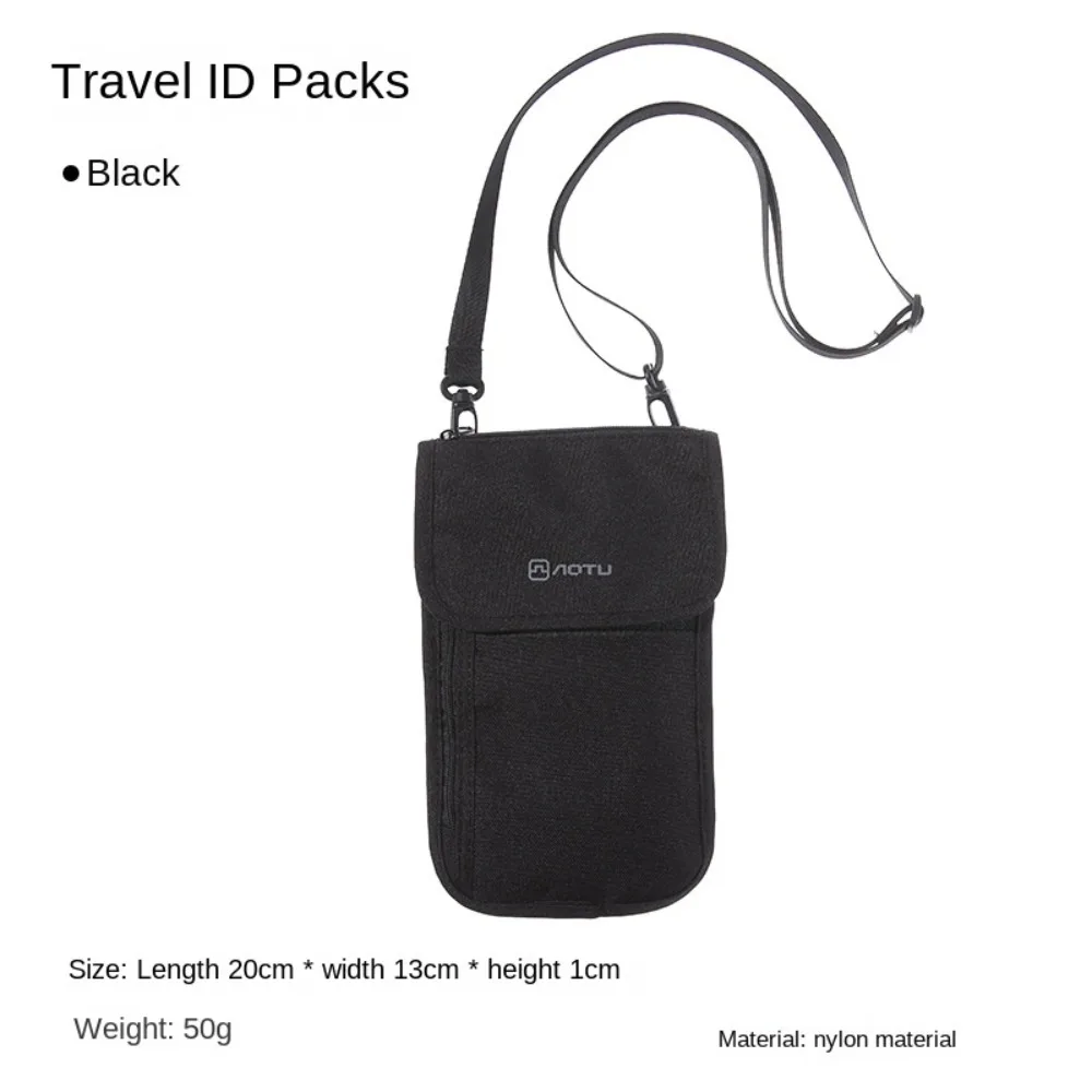 إكسسوارات السفر محفظة السفر الكاكي الأسود حامل التذاكر السفر الرقبة الحقيبة سستة النايلون محفظة جواز السفر بطاقة الائتمان