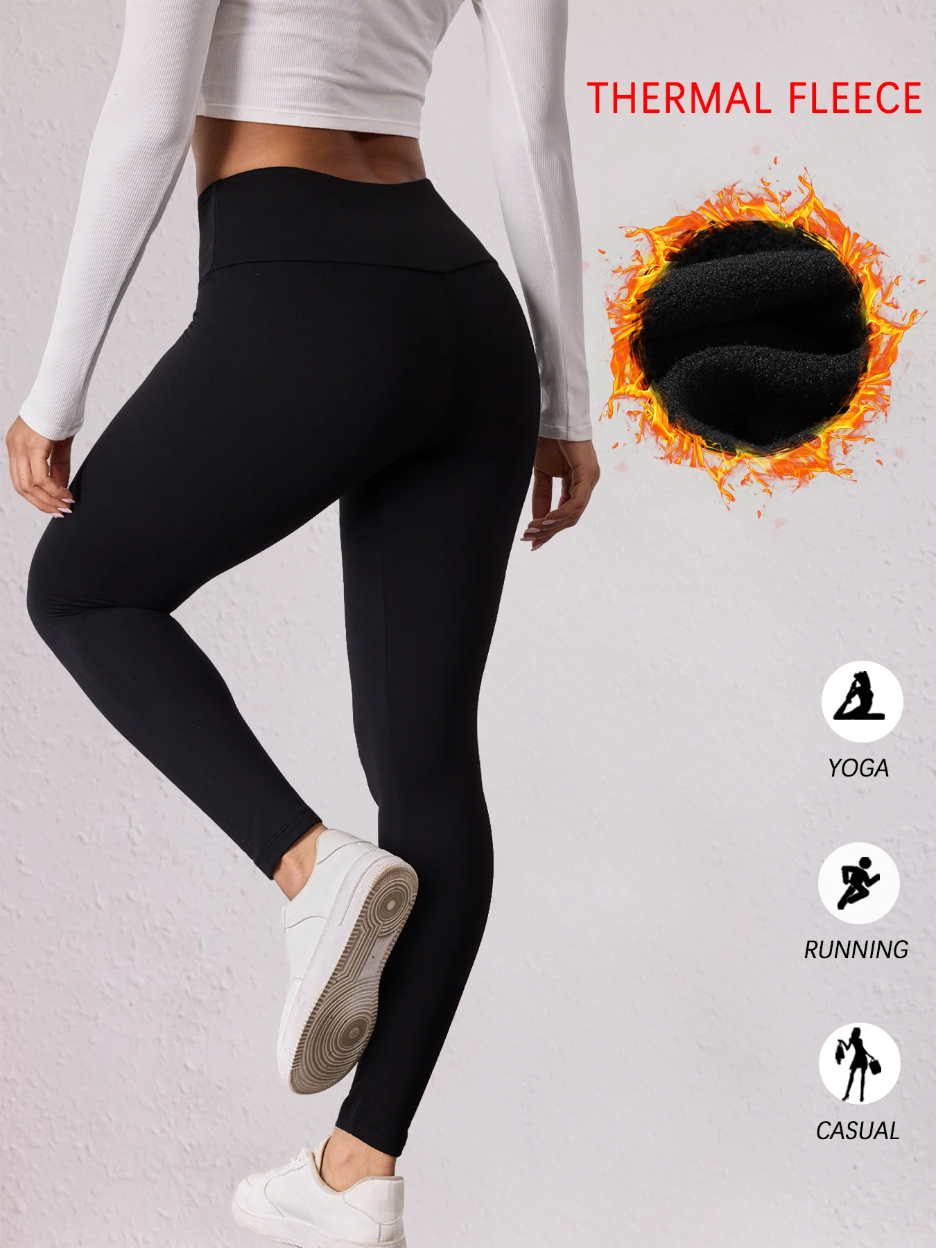 กางเกงเลกกิ้งบุขนแกะสำหรับผู้หญิง 5 ชิ้น เอวสูง สำหรับออกกำลังกาย ฤดูหนาว อุ่น หนา นุ่ม สวมใส่สบาย เหมาะสำหรับโยคะ