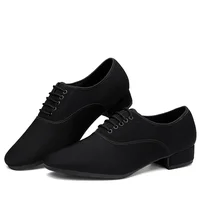 Zapatilla de deporte de Jazz moderna para hombre, zapato profesional Oxford negro superior para Salsa latina, zapatos de baile de salón de Tango de tacón bajo de talla grande